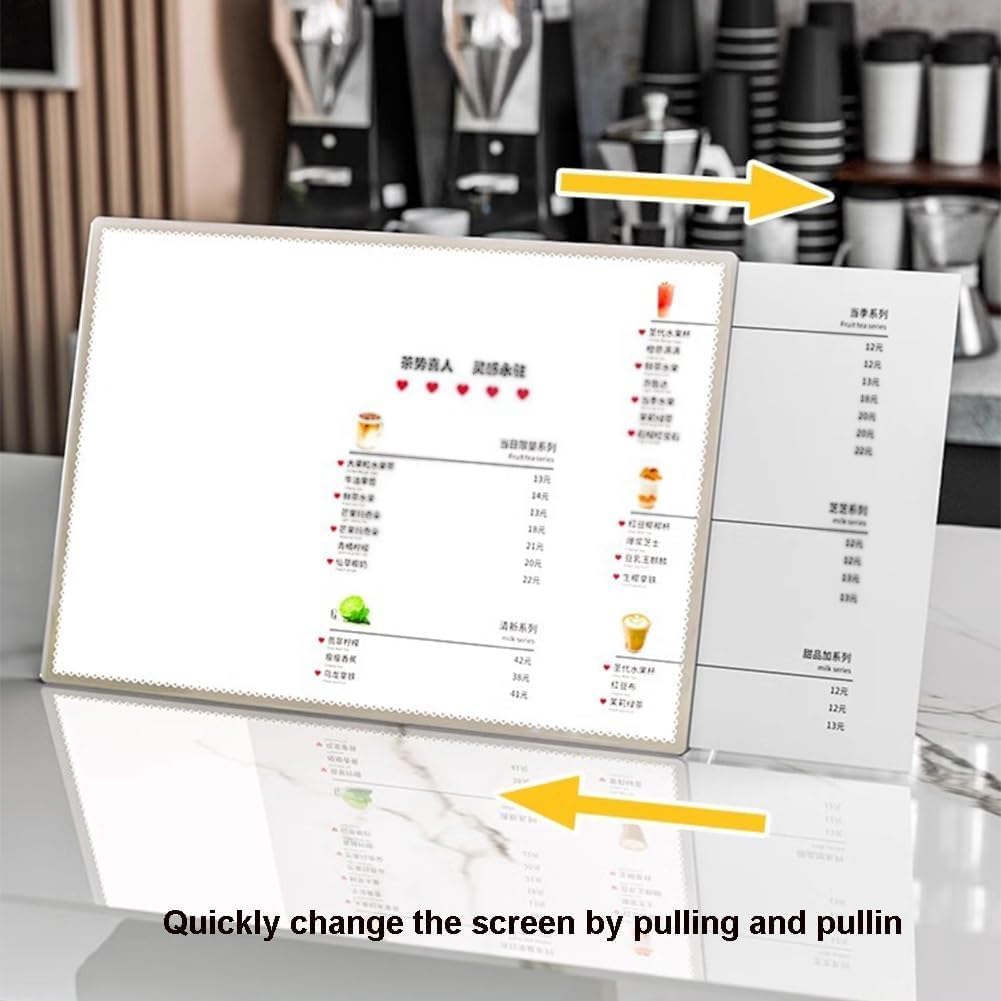 Caja de luz publicitaria de pie, tablero de menú plegable, para cambiar imágenes, soporte de papel publicitario para bar restaurante (Schwarz A)
