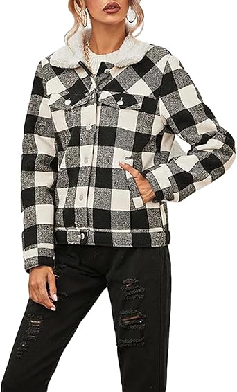plaid jacket with fur collar