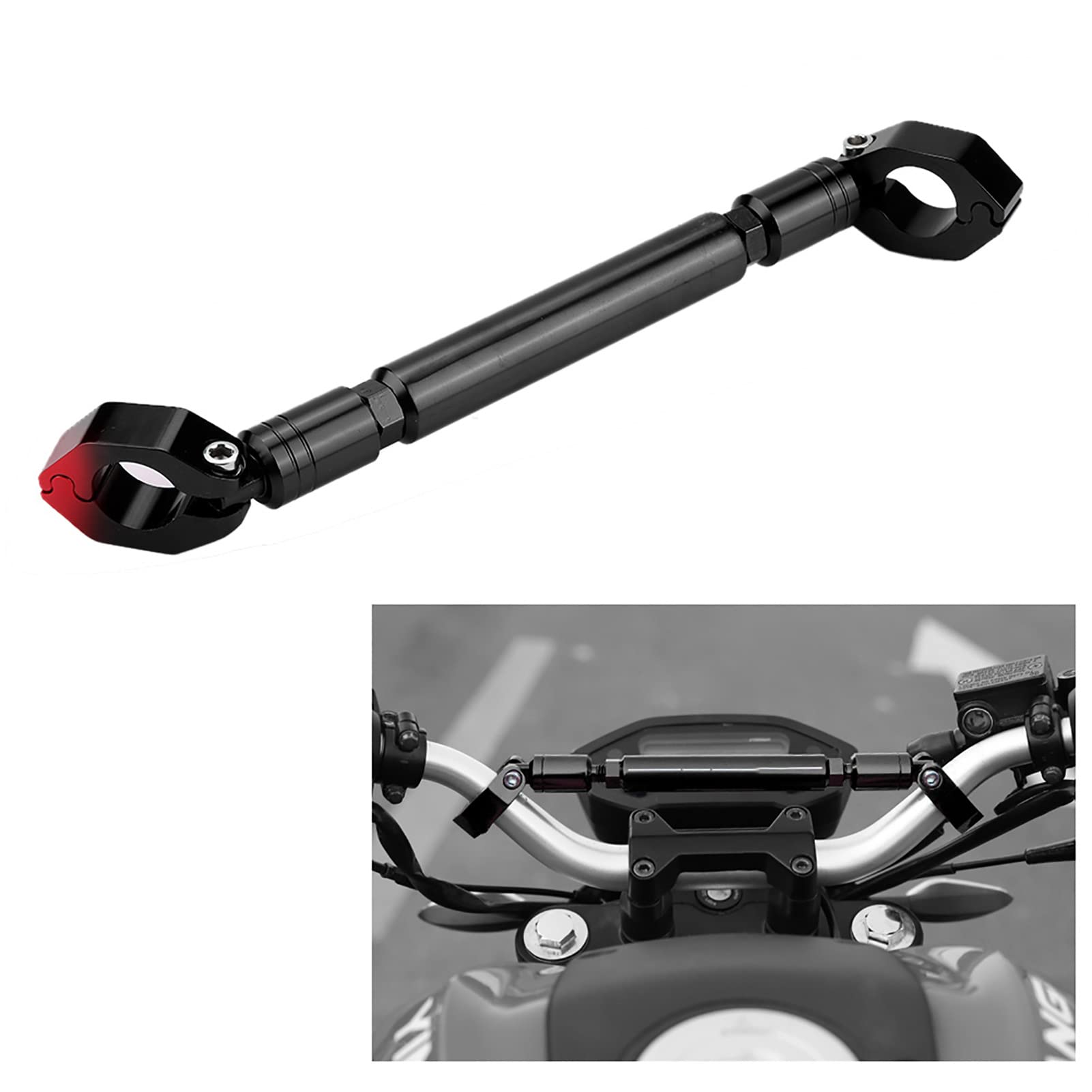 Barre d'équilibre universelle de 22 mm en alliage d'aluminium pour guidon de moto avec levier de renfort Noir