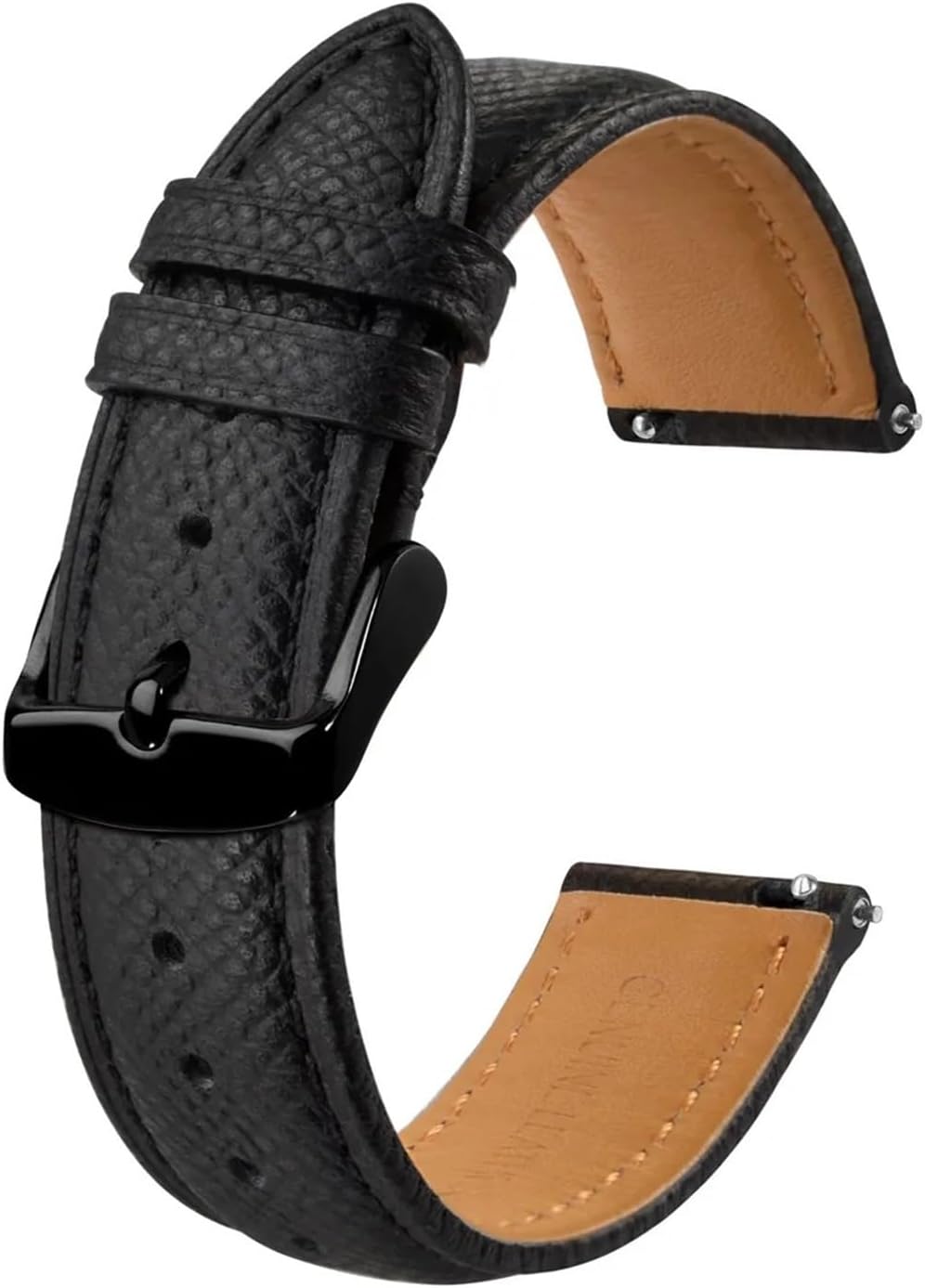 MJMT06 Texture Leather Watch Strap Belt for Men Women 18mm 20mm 22mm Bracelets Watchband Quick Replacement Black Buckle
