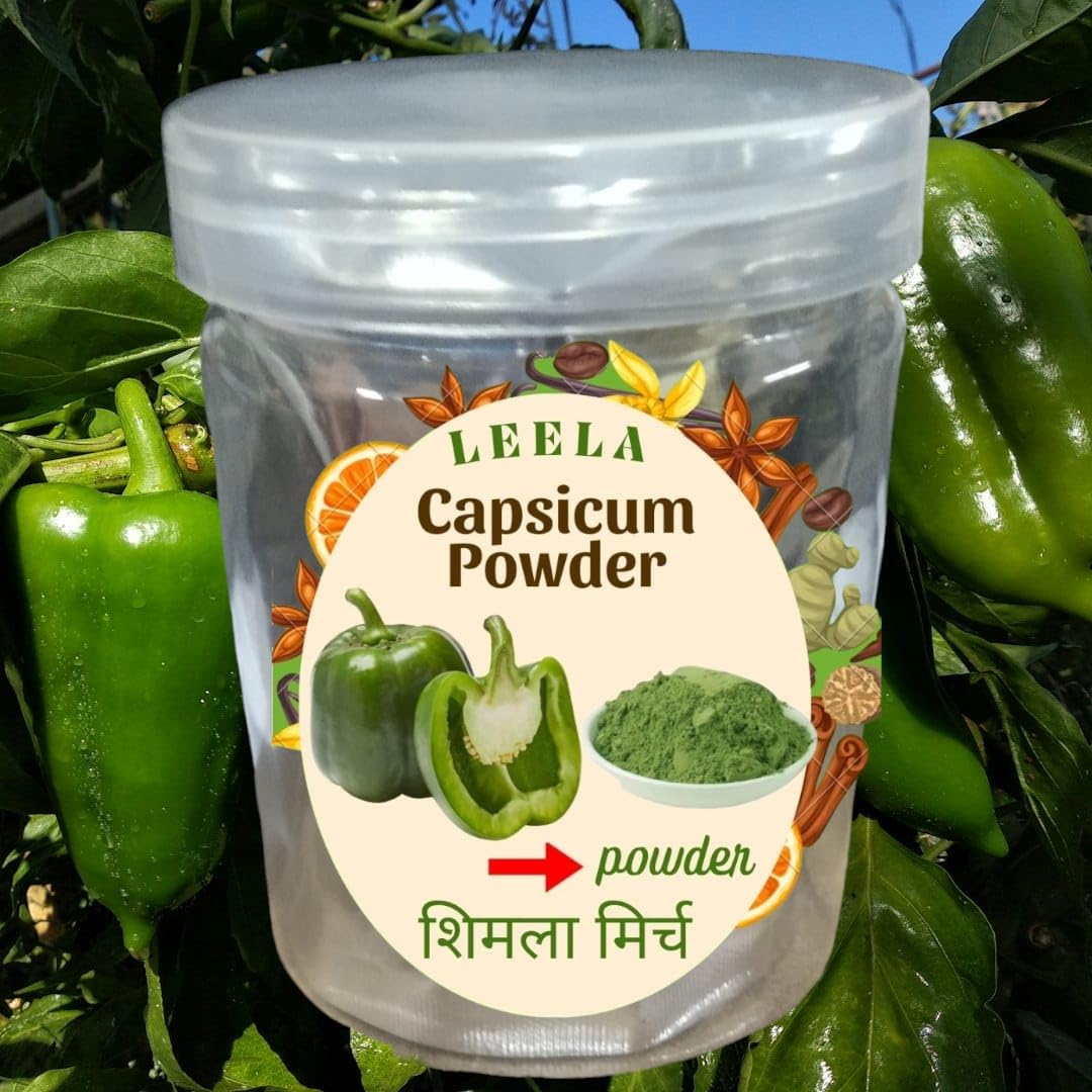 Leela Organic Leela Natural Dried Capsicum Green/Shimla Mirch Powder 250Gm|Premium Food Natural Powder|Exploring Capsicum Powder Red Chilli: Origin, Health Benefits, Culinary Uses, And More 1