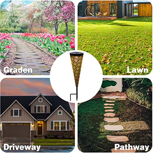 Uonlytech Teste Padrão de Flor Oco Em Forma de Cone de Caminho de Luz Solar Ao Ar Livre Solar Do Gra