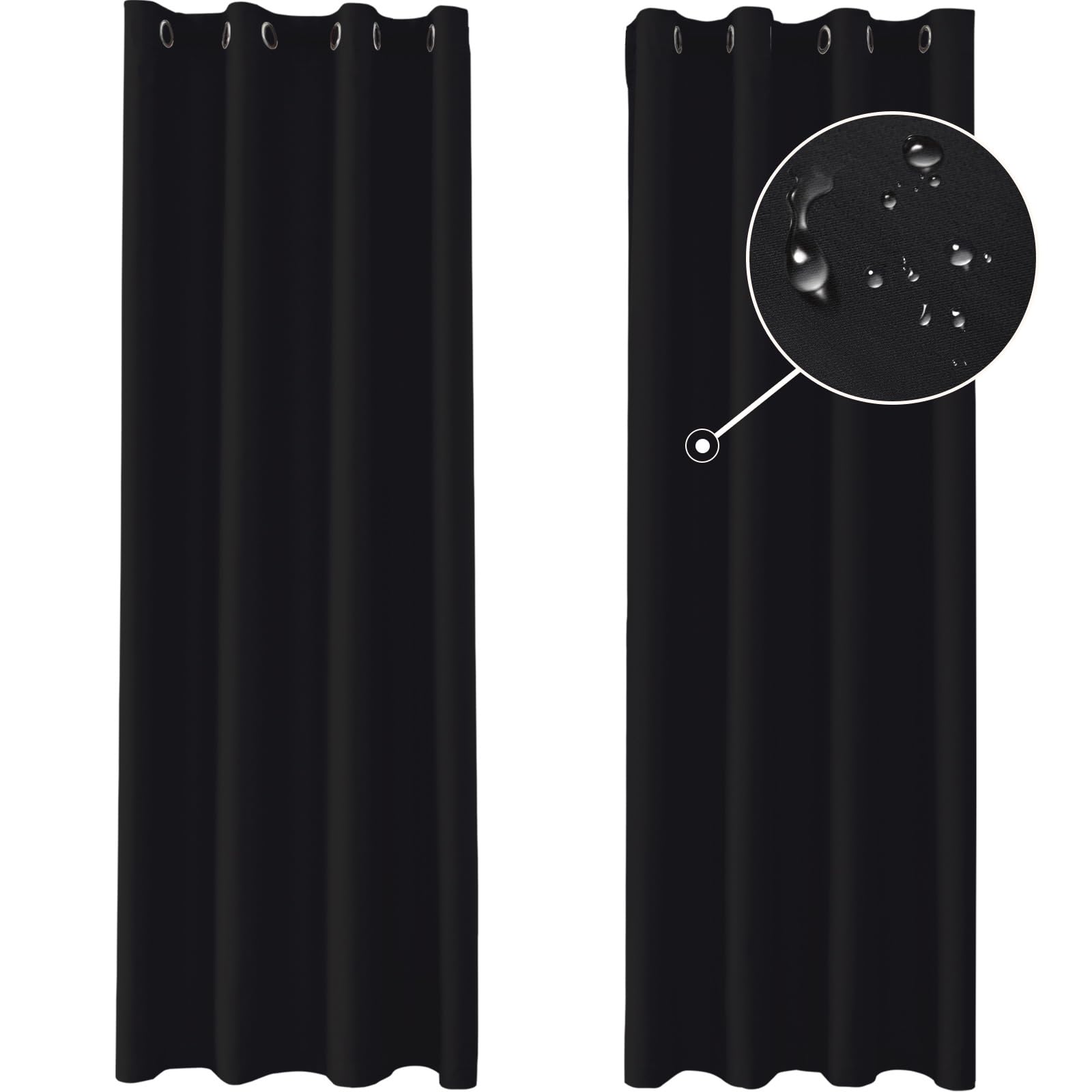 Ystyle Cortinas Salon Dormitorio 2 Piezas, 140×225cm, Cortinas Exterior Terraza Impermeable, Cortina Opacas Modernas Pesante con Ojales, Cortinas Termicas Aislantes Frio Y Calor, Negro Global Recycled Standard Global Recycled Standard Global Recycled Standard