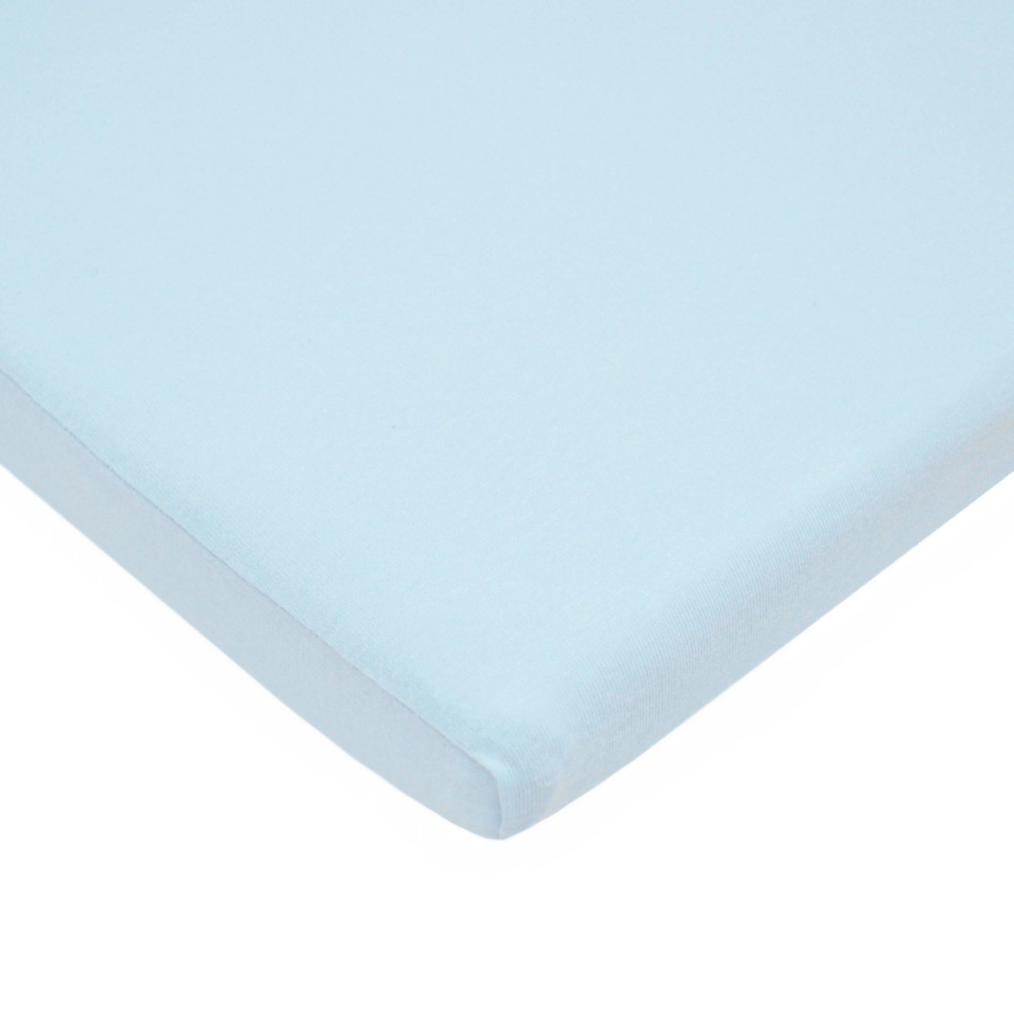 American Baby Company Sábana bajera ajustable de punto 100 % algodón de 18 x 36 pulgadas, compatible con moisés Mika Micky, color azul bebé, suave y transpirable, para niños y niñas