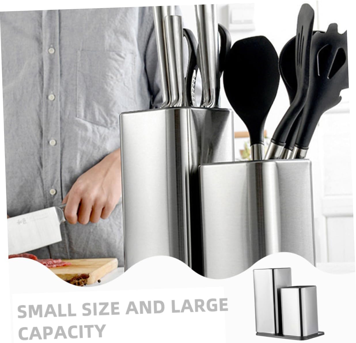 Stainless Steel Knife Holder Kitchenware Bucket Space-saver Non-slip Drainage Breathable