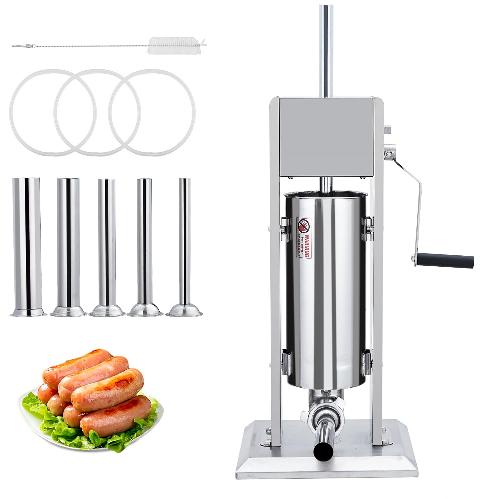 Sausage Stuffer, Manual 22LBS/10L Sausage Maker Machine, Meat Stuffer with Dual Speed, Stainless Steel Heavy Duty Sausage Filler with 4 Stuffing Tubes, for Commercial and Home Use