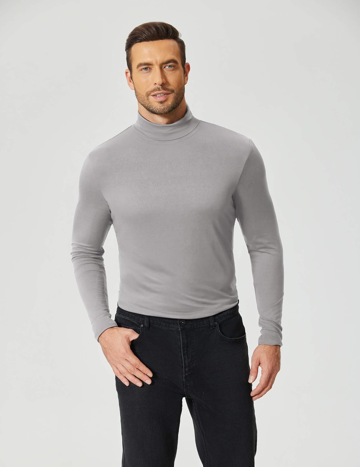 COOFANDY Men's Slim Fit Mock Turtleneck T Shirt Casual Basic Knitted Long Sleeve Pullover Sweater - Image 3
