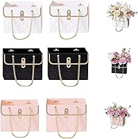 Vista 8 de Caja de regalo de papel de flores, bolsas de ramo de flores con caja de regalo de cadena de metal, cajas de flores para arreglos, cajas de flores