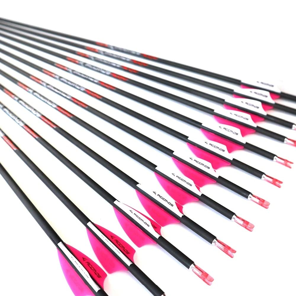 Diamètre Intérieur 4.2mm .165" Longueur Personnalisée Flèche Carbone 22-32 Pouces Spine 1500 pour Entraînement Chasse avec Encoche Rotative pour Arc à Poulies et Arc Classique Adulte Jeunesse 12pcs