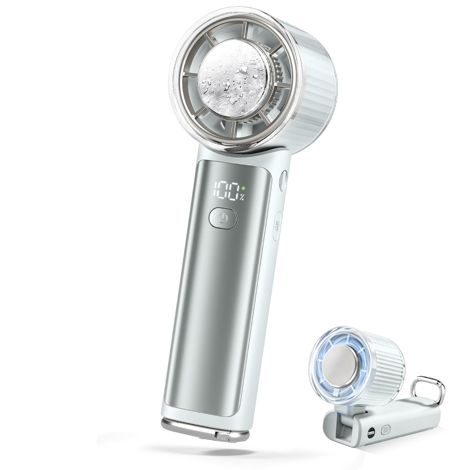 CICIBELLA ハンディファン 【2026革新モデル・-26℃瞬間冷却】 折りたたみヘッド 強力 冷却プレート 静音 ハンディファン 1-100段階風量 手持ち扇風機 せんふうき扇風機 小型 手持ち 卓上 6枚羽根 携帯扇風機 USB-C充電式 長時間持続 LED残量表示 シシベラ 軽量 カラビナ 可愛い おしゃれ 熱中症対策 暑さ対策