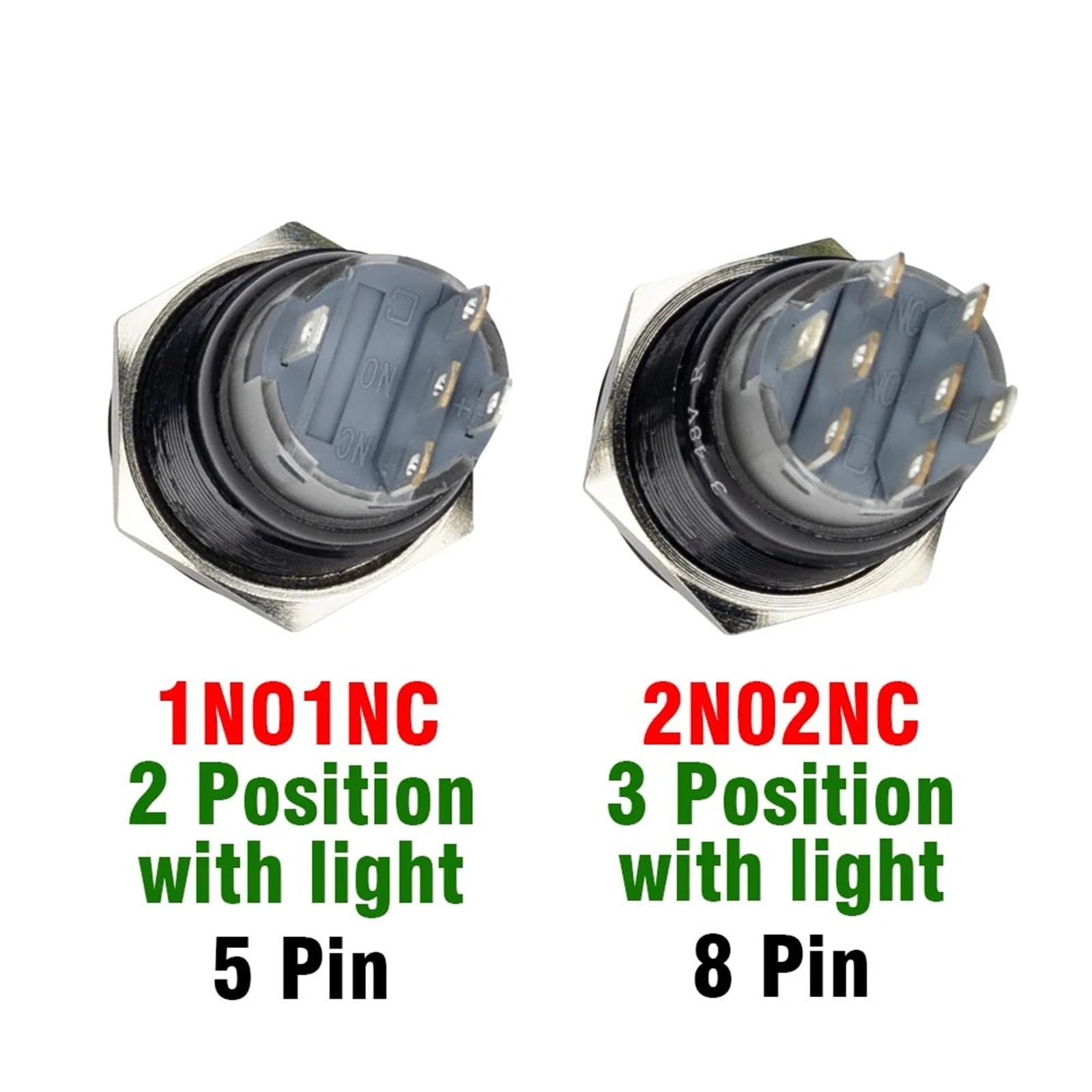 Interruptor DPDT de reinicio momentáneo con LED blanco de 9 mm, 2/3 posiciones, 1 unidad(3 Position,220V)