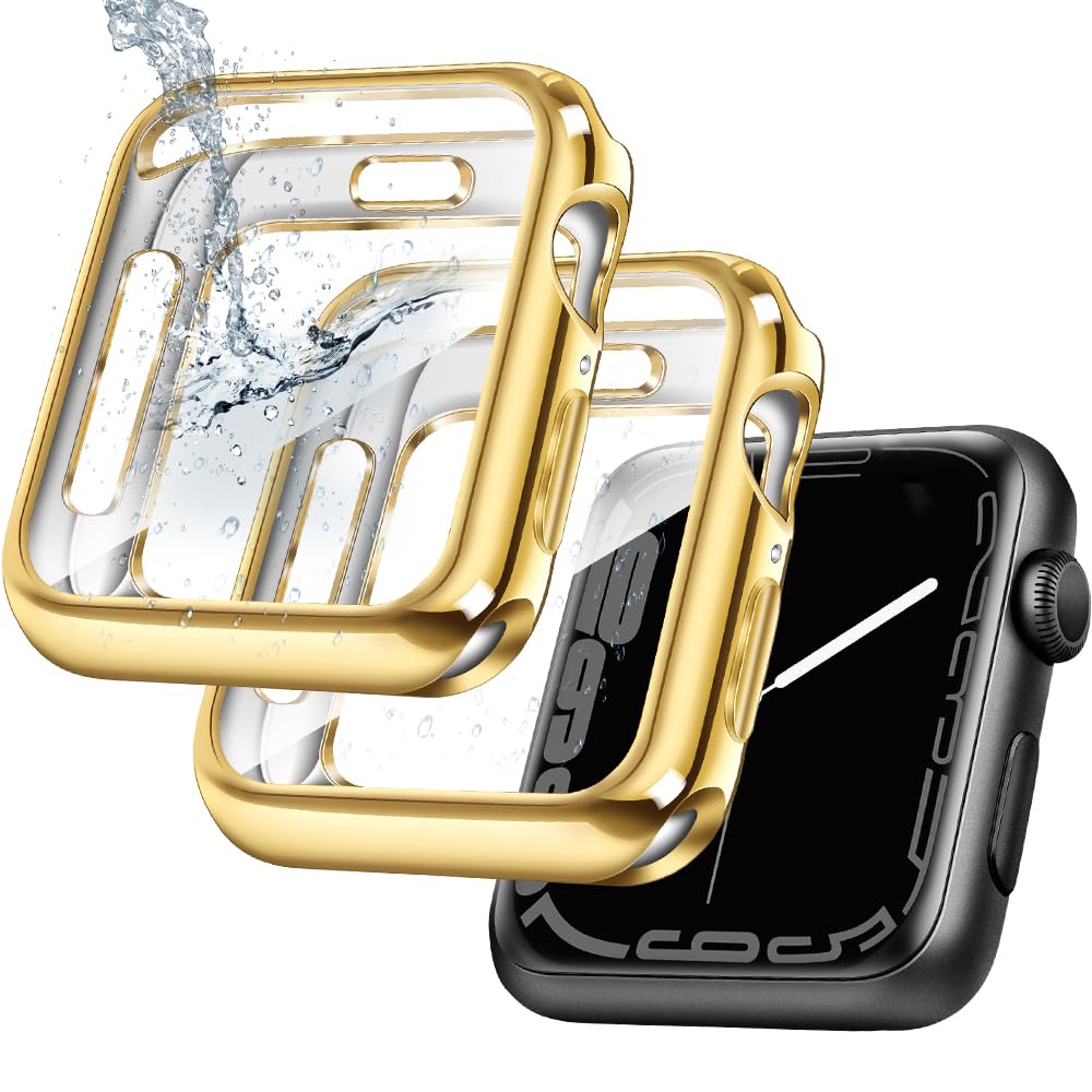 top4cus 40mm Case Soft Flexible Lightweight Anti-Scratch Overall Protective 40mm Iwatch Waterproof Cover Case Shiny Workout Shockproof Bumper Compatible with Apple Watch Series 6/SE/5/4 - Gold — view 31