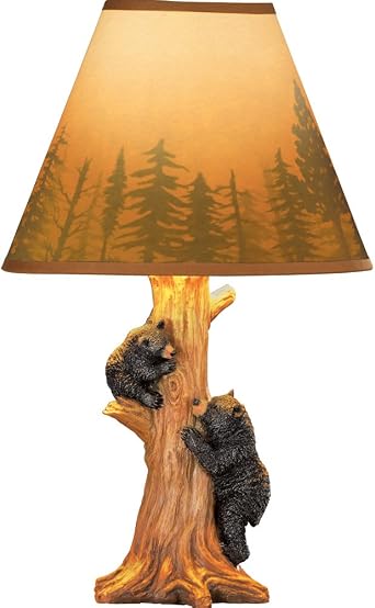 Collections Etc Rustic Climbing Bear Family Northwoods Lamp,14 3/4" H