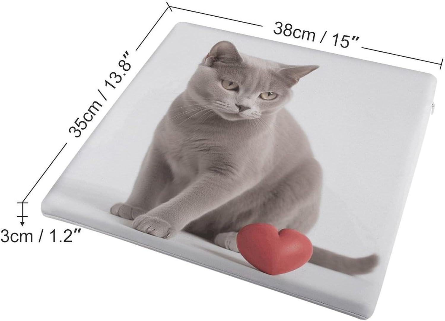 Cat Playing with Toys Chair Cushion Floor Pillow Stool Cushion | Cushions with Removable Cover with Square Memory for for Chair Living Room Balcony Office Sofa,13.8*15*1.2 Inch