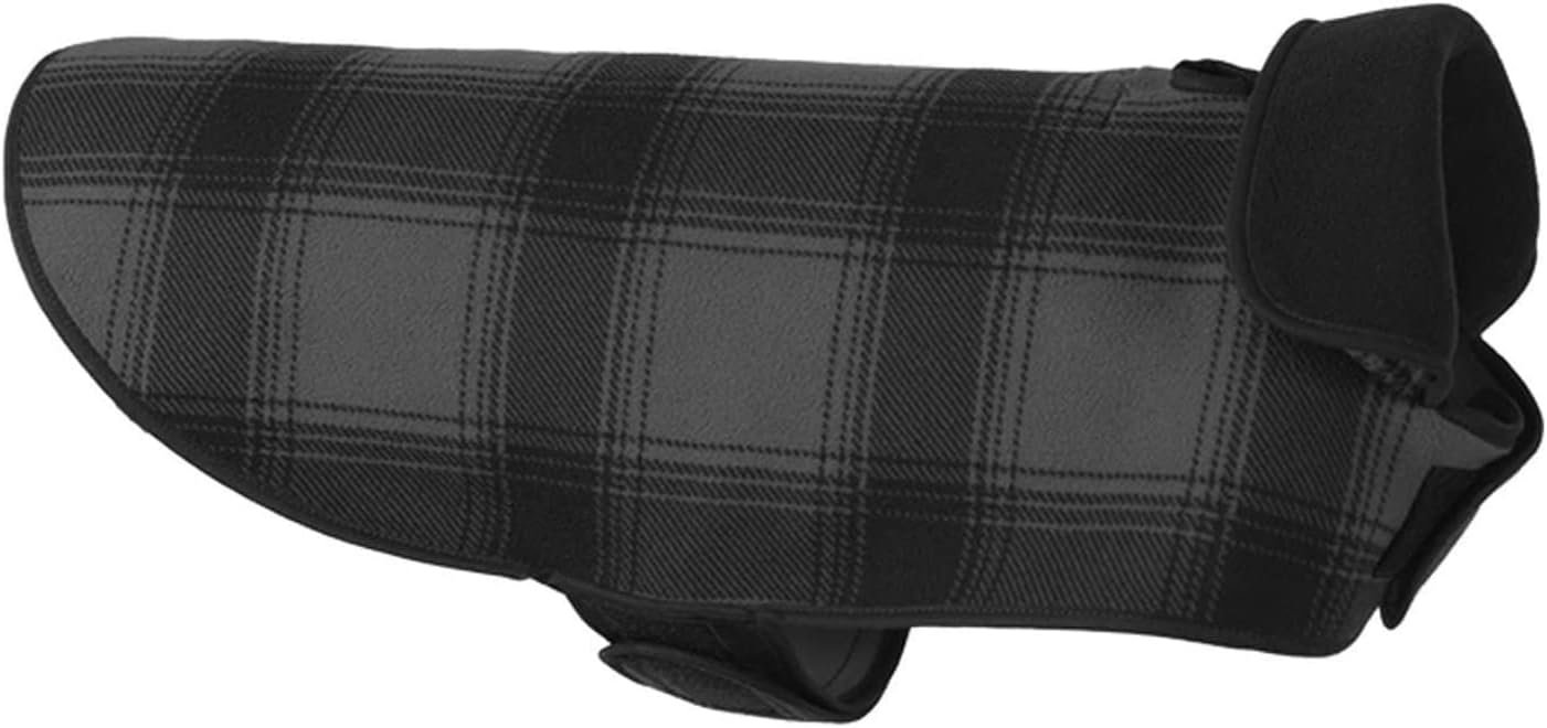 Stormy Kromer Fleece Dog Jacket, Black/Gray Plaid, Medium