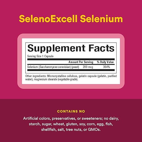 Miniatura 4 de Natural Factors, SelenoExcell Selenium 200mcg, Antioxidant & Immune Support, 90 Capsules