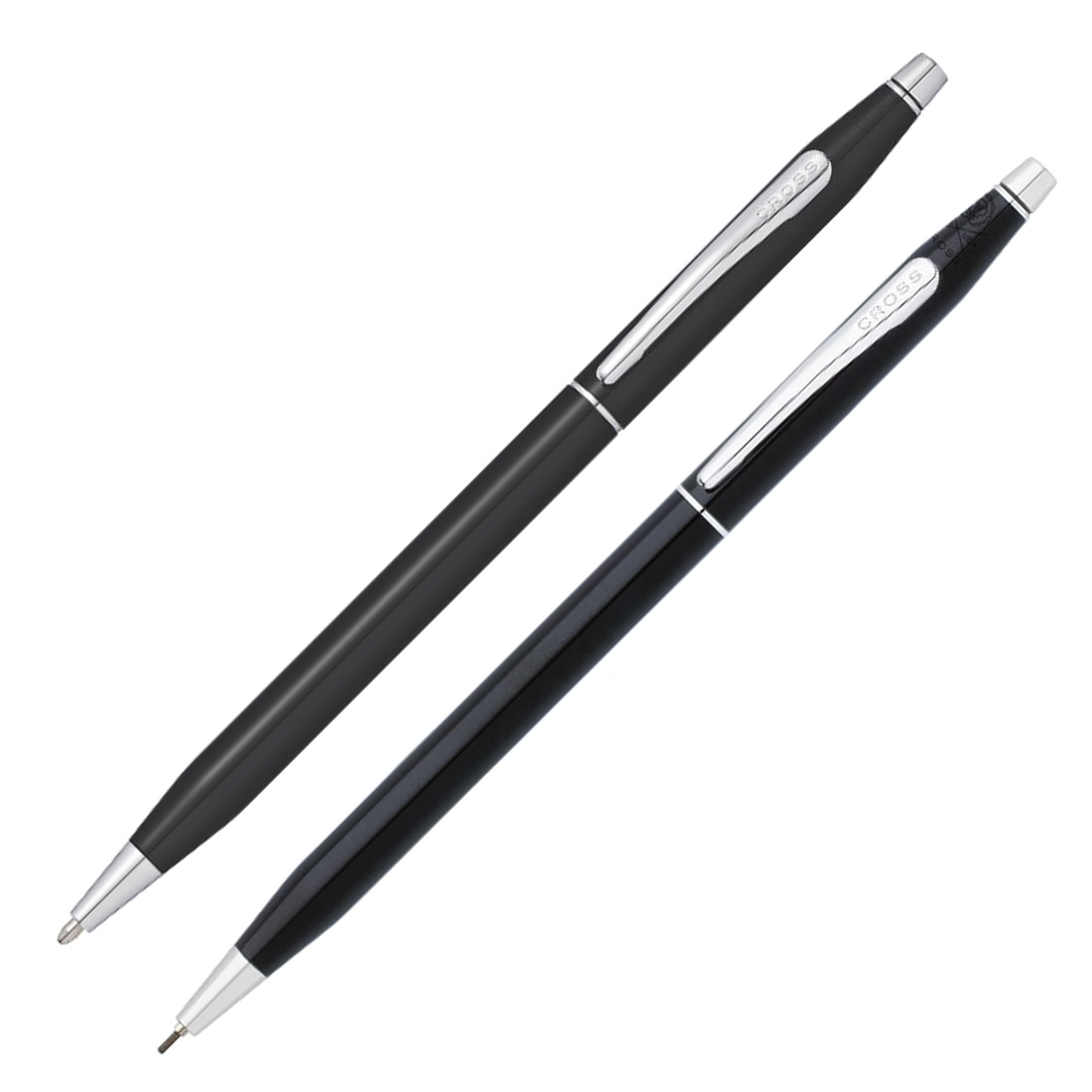Cross Classic Century Kugelschreiber und Bleistift Set (Strichstäke M und 0,7 mm, nachfüllbar, inkl. Premium Geschenkbox) schwarz-Lack chromplattiert