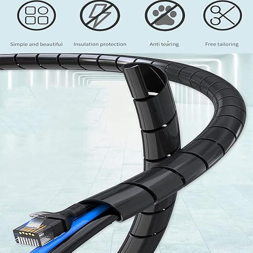 Miniatura 2 de Funda organizadora de cables en espiral de 25 pies y 38 pulgadas para cable de computadora, cable de alimentación de audio y video (38 pulgadas a 25