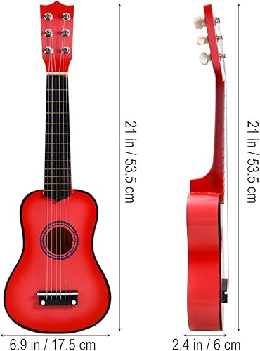 Miniatura 2 de Kisangel 1 guitarra de madera de 21 pulgadas y 6 cuerdas, guitarra popular de estilo vintage, guitarra acústica para niños principiantes (rosa)