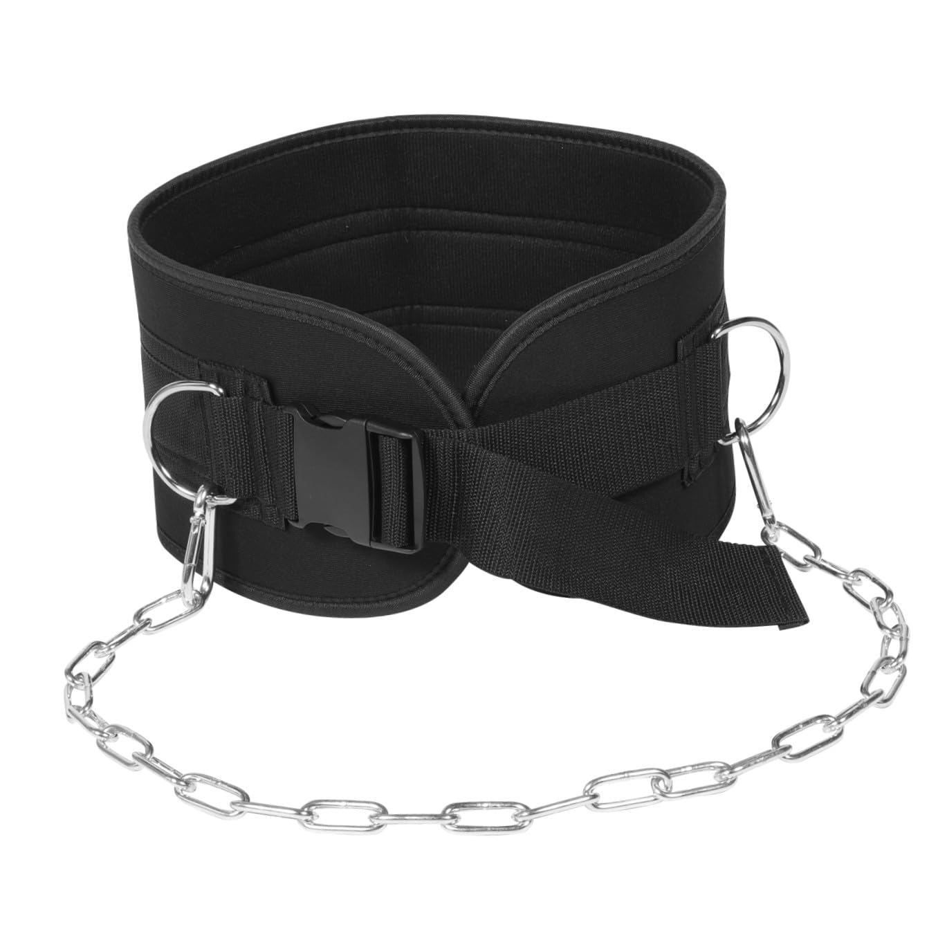 Klimmzuggürtel mit Kette zum Gewichtheben Schwarzer Sportgürtel aus Nylon und Eisen mit Dickem Verschluss und Konturiertem Taillendesign für Gewichtstraining