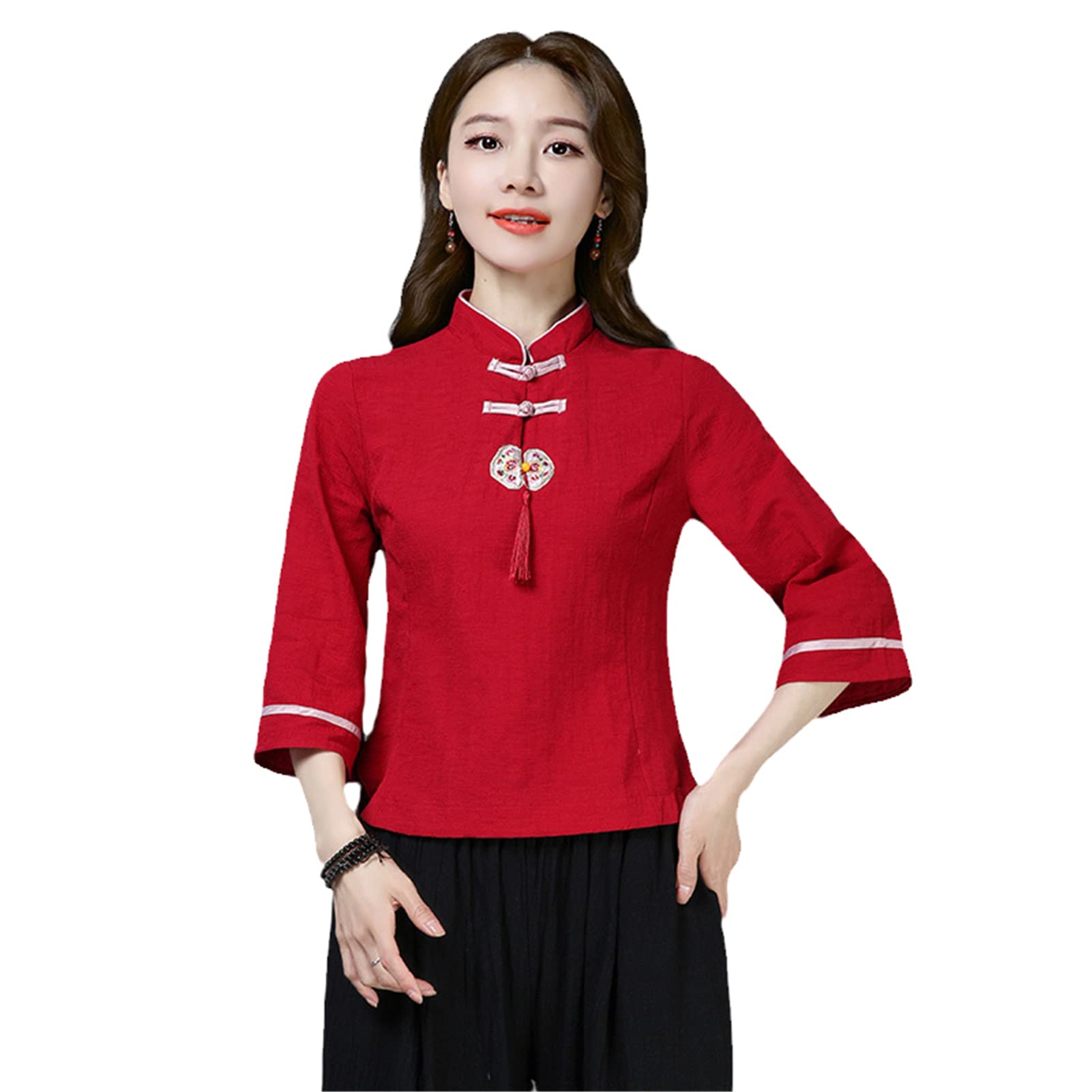 Damska bawełniana lniana koszula vintage lato Cheongsam top chiński styl Hanfu Chiny tradycyjny garnitur Tang bluzki Femme