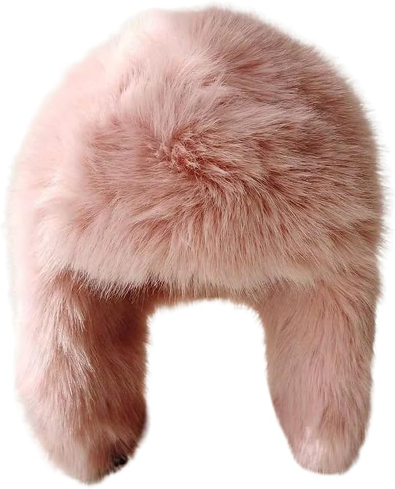Faux Fur Trapper Hat, Fuzzy Aviator Trooper Earflap Cozy Plush Ushanka Russian Hat for Women