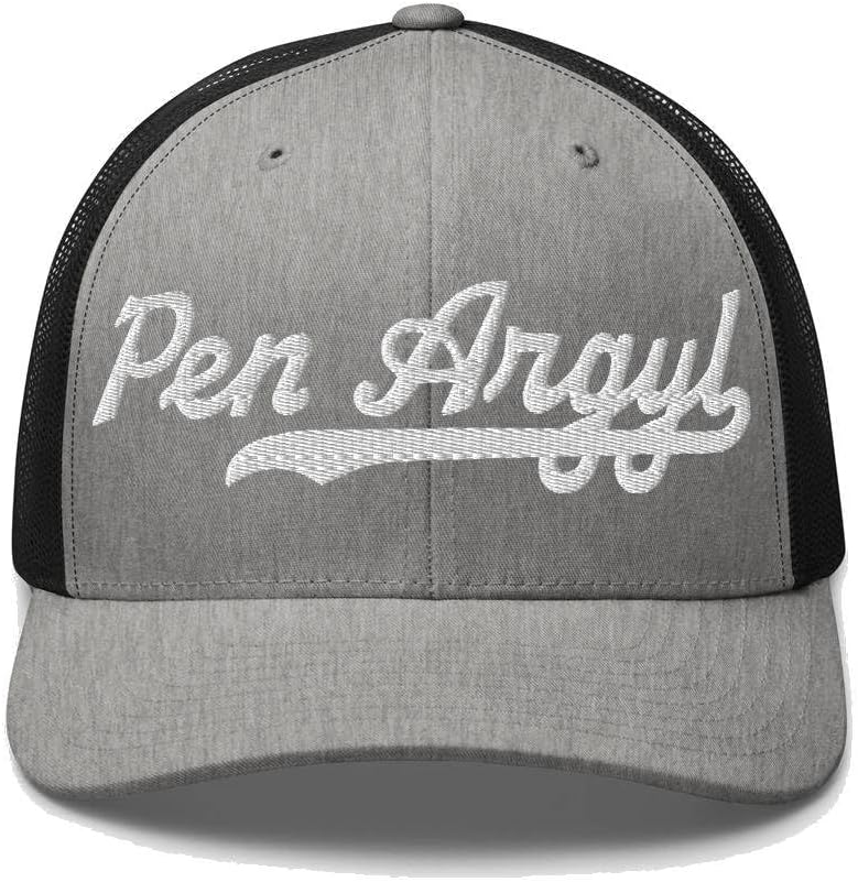 Pen Argyl Hat Pen Argyl Trucker Hat Baseball Script Embroidered Cap Vintage Sports Mesh Swoosh Gift Souvenir Headwear PA