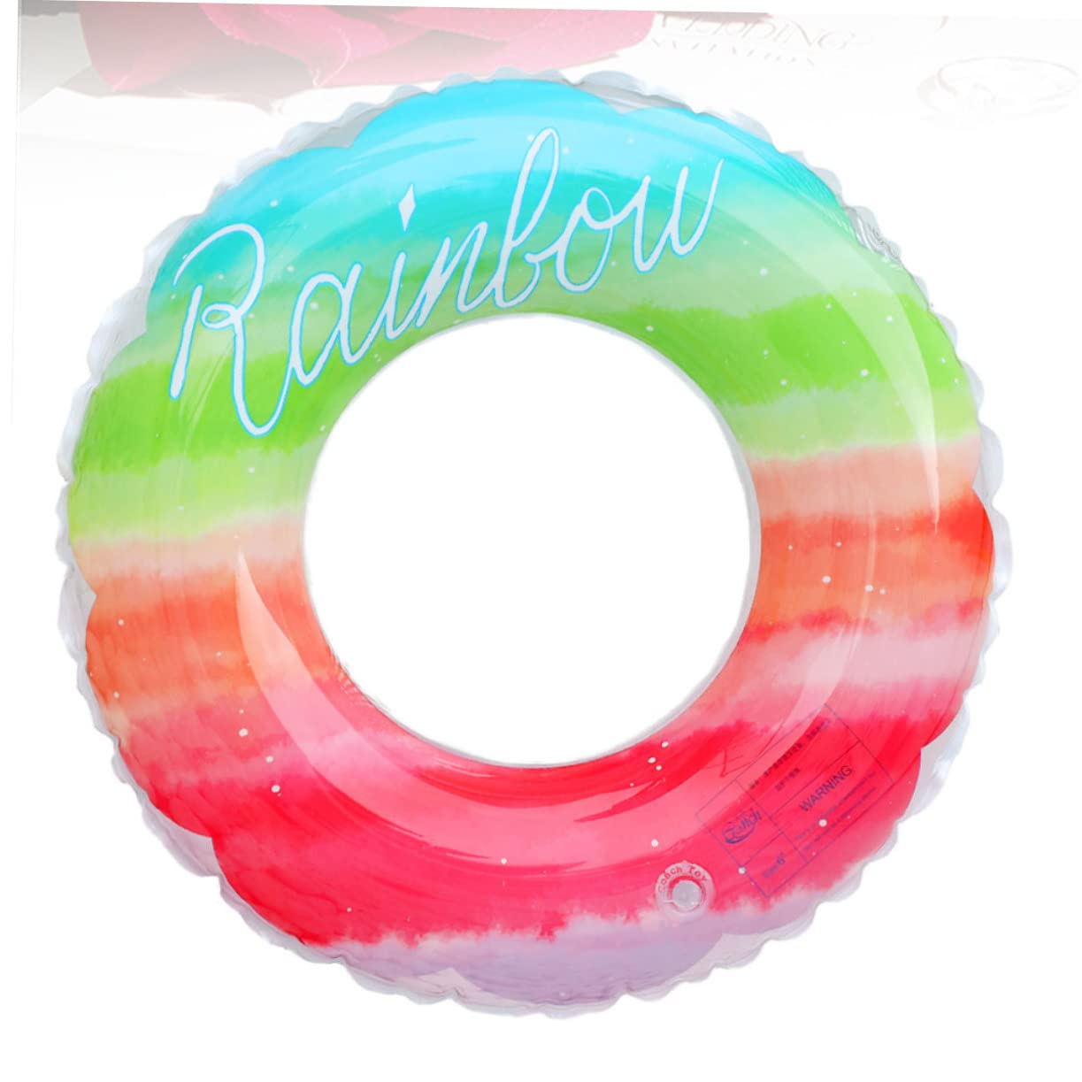 HONMEET Rainbow Design Swimming Pool Float Seat Ring Safety Aid for Adults Inflatable Sports Accessory Easy to Inflate for Pool Beach Lake