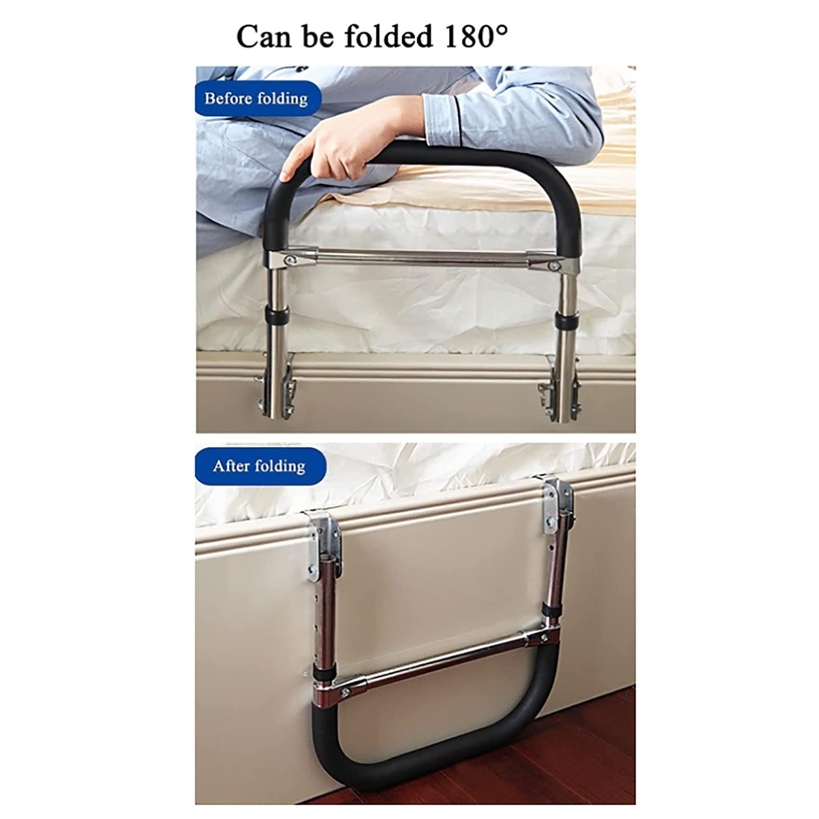 Barandillas de Seguridad, Barandilla de Cama Plegable for levantarse y acostarse con Altura Ajustable
