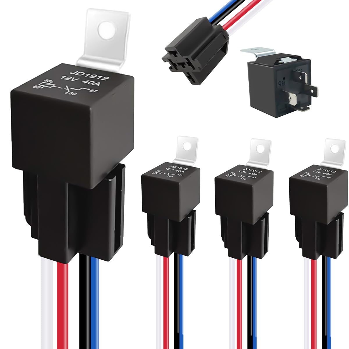 DAOKAI JD1912 Car Relay Harness,SPST Harness Sockets 12V