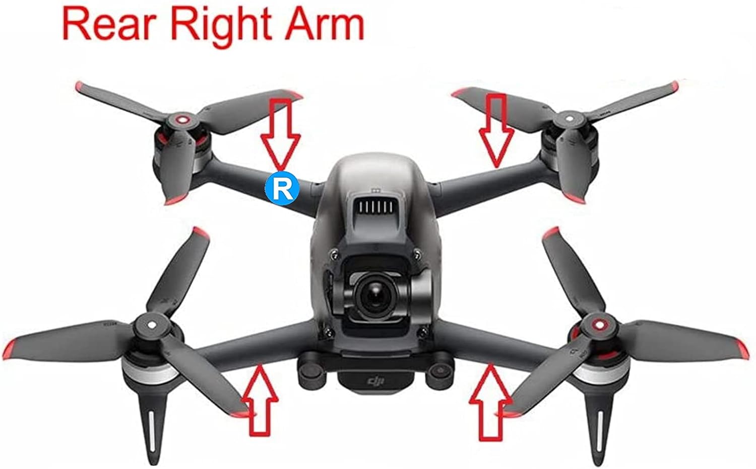 MODJUEGO Left/Right Front/Rear Front Arm Assembly for DJI FPV Drone Accessories (Right, Rear)