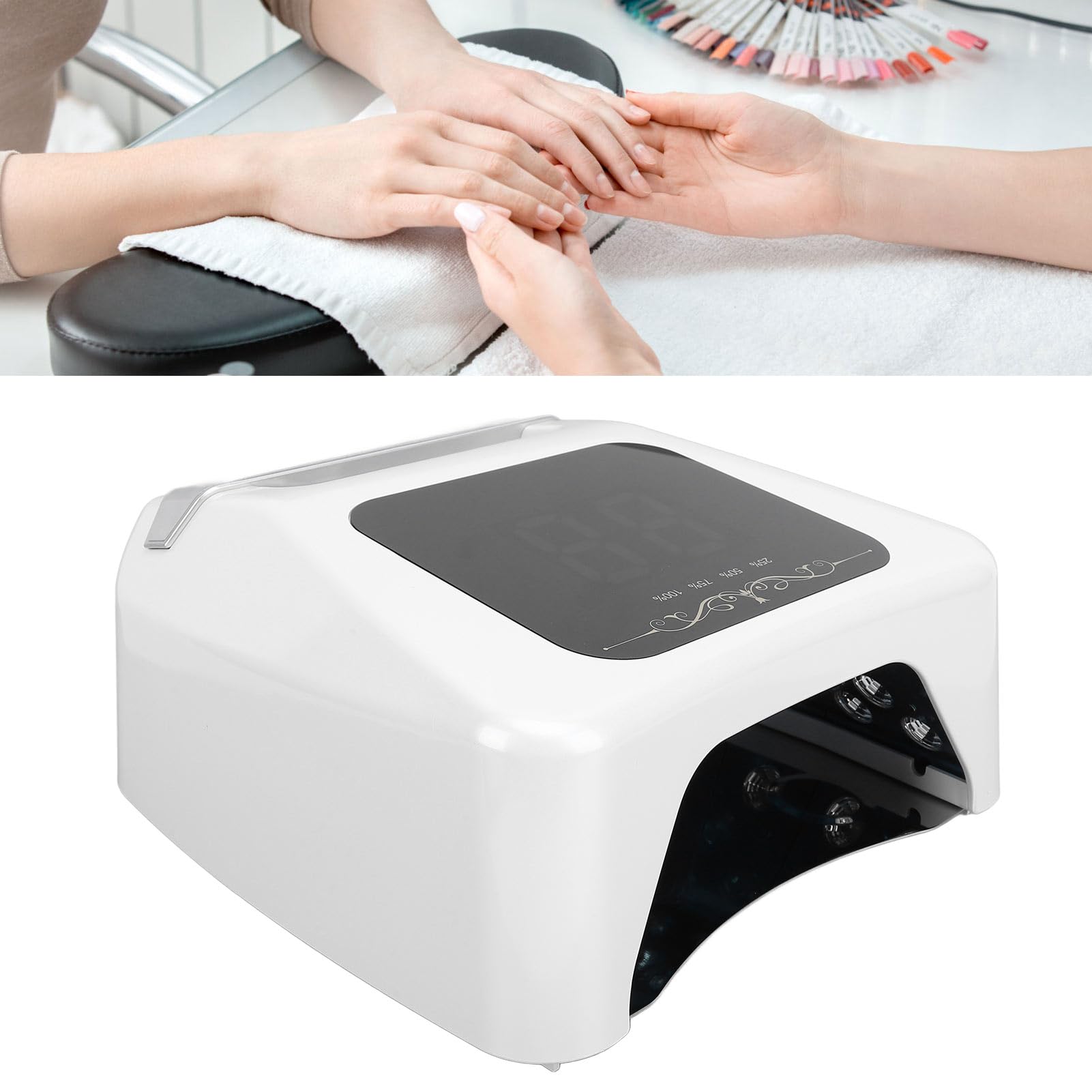 LED Nail Lamp Gel 72W Automatic Sensor Professional Art Tools Nail Light Portable Handle for Nail Polish Gel Nail Dryer (US Plug)