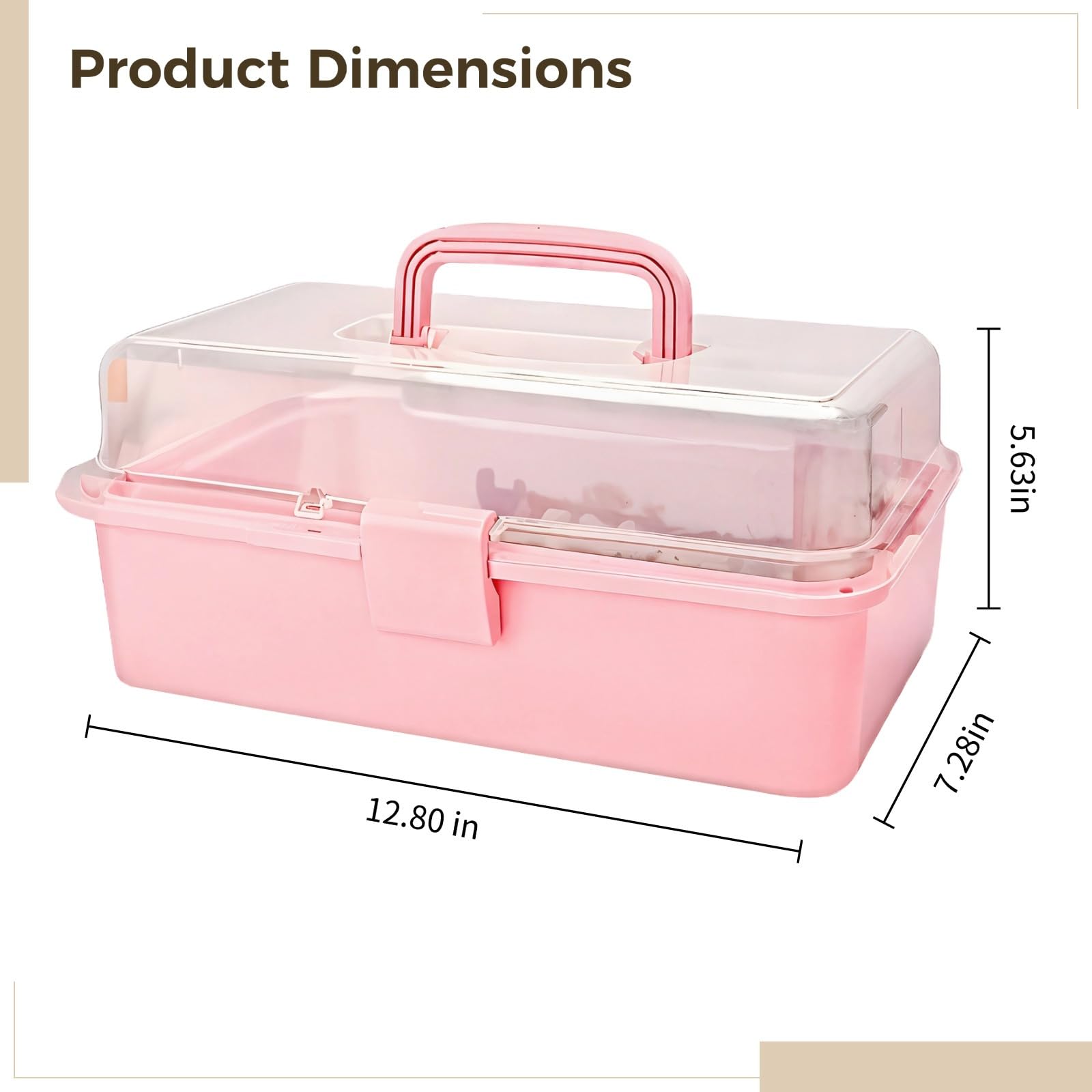 Scatola organizer per capelli rosa a 3 livelli con manico, chiusura a scatto e adesivi divertenti per personalizzazione