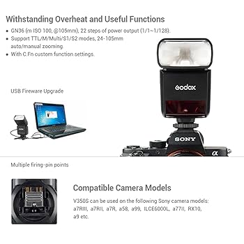 Amazon | Godox V350S TTL フラッシュ Sony 2.4G GN36 TTL 1