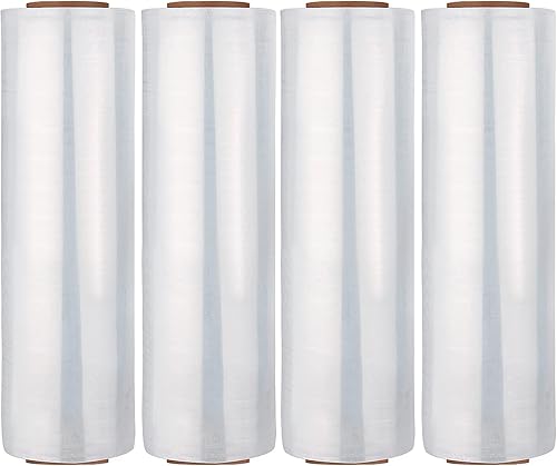 CHNLML - 4 fundas para oficina y hogar, 18 pulgadas de ancho x 80 pulgadas de calibre × 1500 pies, transparente y duradero, película elástica gruesa