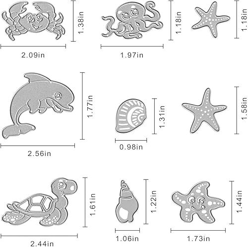 Miniatura 7 de Hying Troqueles de metal de animales marinos y estrellas de mar para hacer tarjetas, caracola, cangrejo de coral, troqueles de caballito de mar,