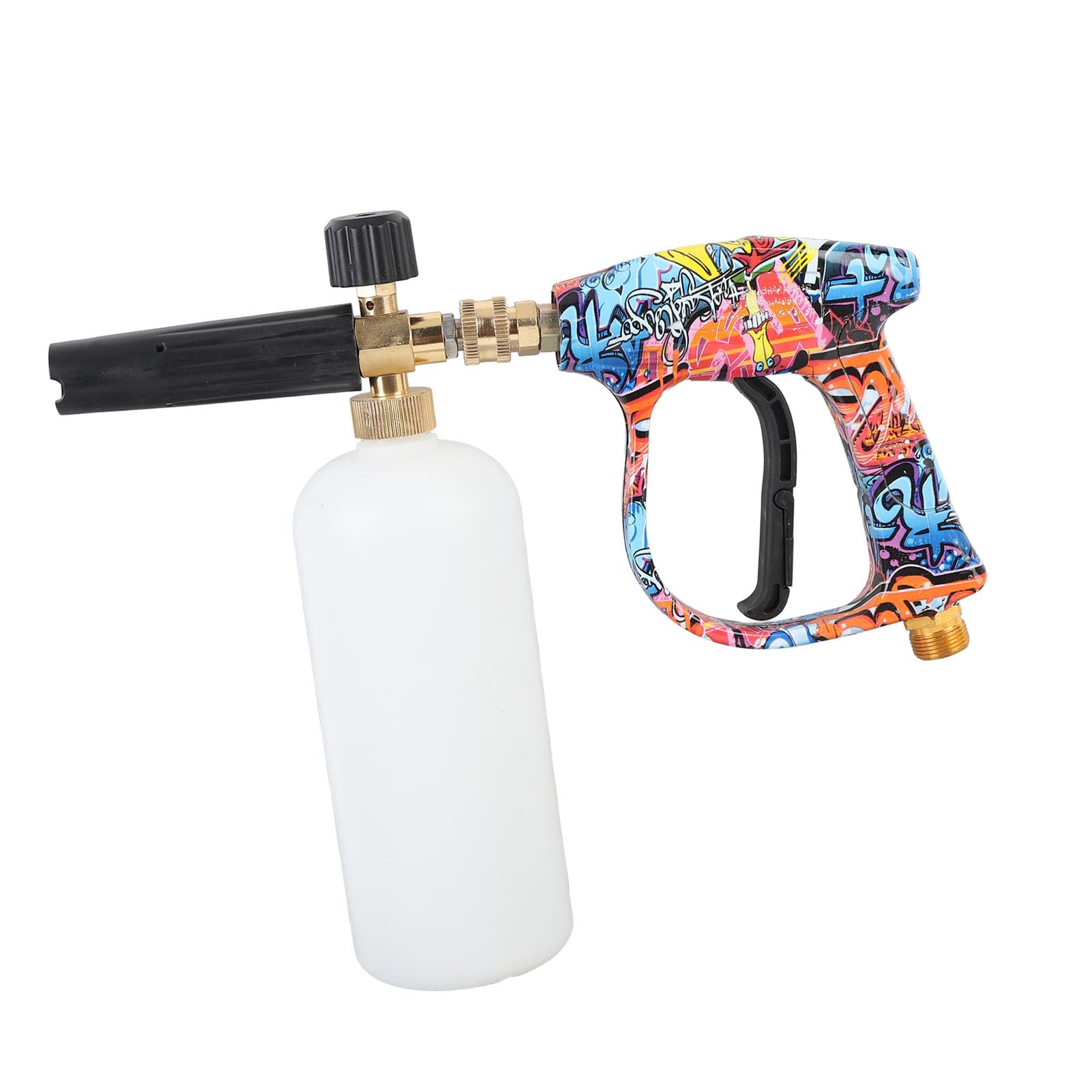 Kit de pistola de espuma de 1 L con núcleo de latón, 5 boquillas, conexión rápida, paño ajustable