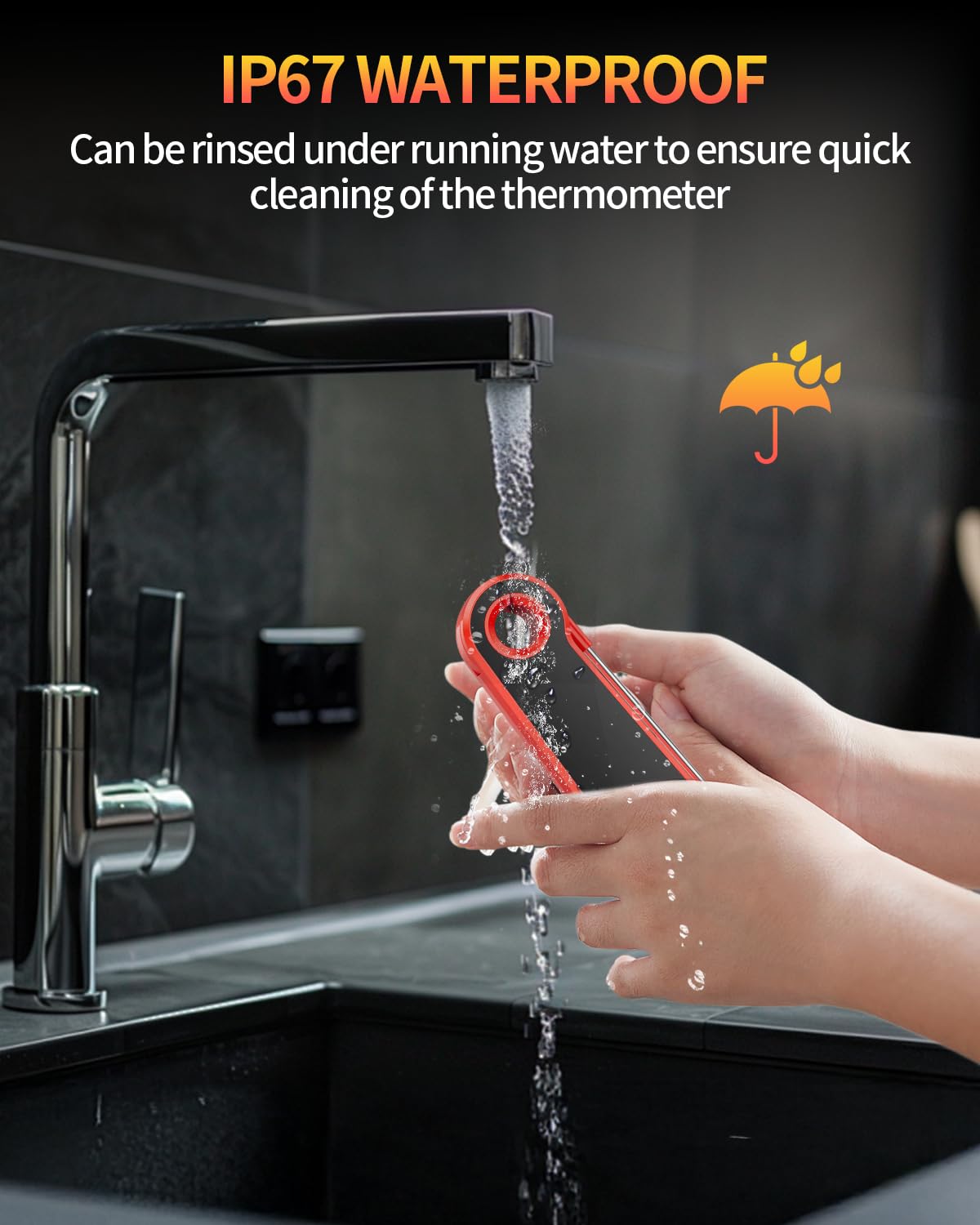 2025 Upgrade Meat Thermometer Digital for Cooking, 0.5s Instant Read Food Thermometer, ±0.5 ℉ Accuracy Kitchen Thermometer, Large LED Display, IP67 Waterproof for Grill, BBQ, Oven, Brewing, Baking