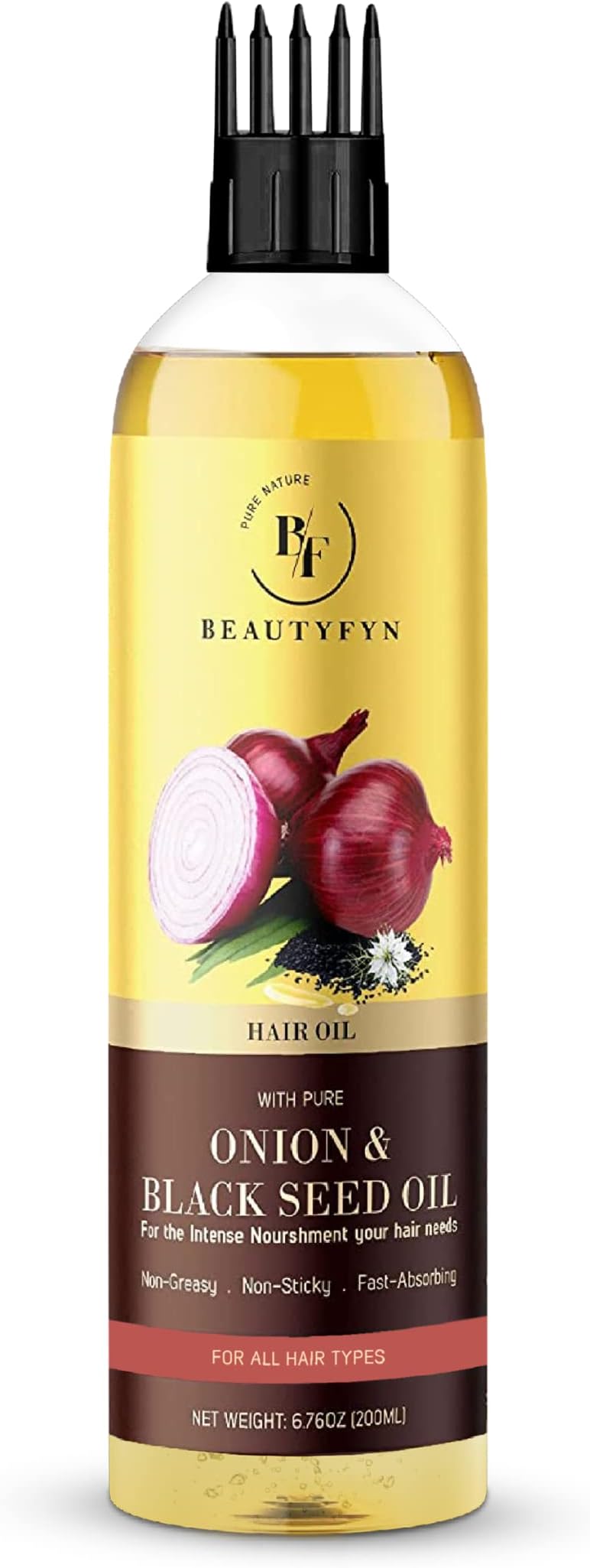 BEAUTYFYNOrganic Onion & Black Seed Oil Prevents Scalp Infection, Stimulates Hair Growth and Thickness, Provides Intense Nourishment to Dry Damaged Hair & Scalp – For All Hair Types – 200ml