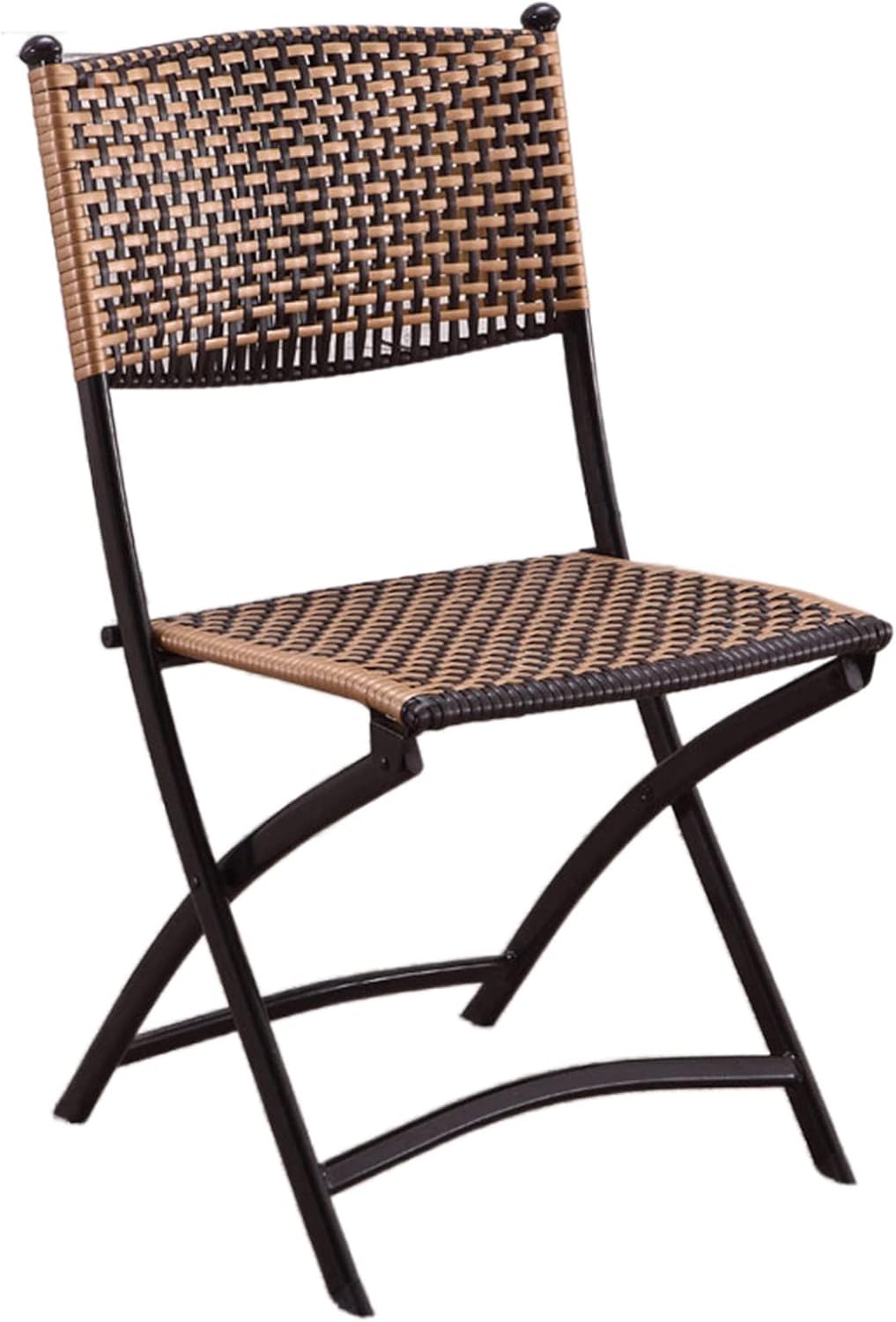 Amazon｜折りたたみ式チェア背もたれ付き、クッション入りハンドメイドのラタン編みカーブした背もたれバルコニー用編み込みラタンチェア