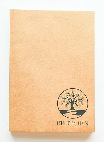 REFILL - Funda de cuero para diario A5 Freedoms Flow o use Alone Tree River of Life, 200 páginas de papel de algodón en blanco sin forro, diario,