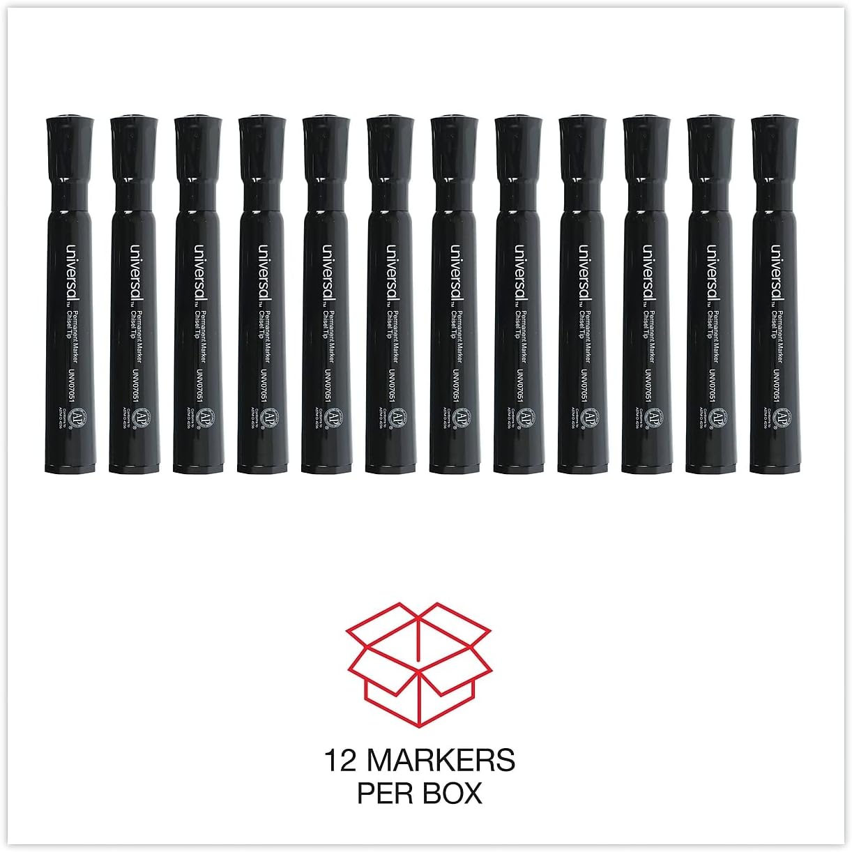 STAPLES DuraMark Permanent Markers - 36 Black Chisel Tip Markers Carton, Low Odor & Non-Toxic