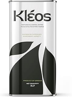 Kleos Huile d’Olive Extra Vierge 3L – Nouvelle Récolte 2024/25 – Huile d’Olive Grecque Pressée à Froid à partir d’Olives Koroneiki