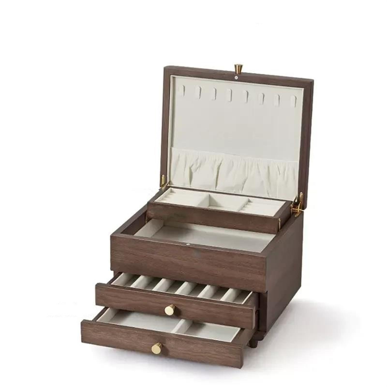 OZBMA Ring Box Solid Wood Jewelry Earrings Stud Hanging Necklace Hand Large Capacity Wooden Storage Boxes