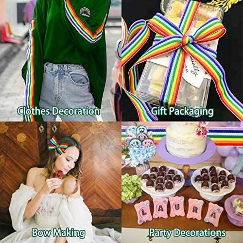 Shonde 10 Meters Rainbow Ribbon, Multicolors Grosgrain Ribbon Double Sided Fabric Ribbon For Arts Crafts Diy, Gift Wrapping, Wedding, Birthday Party Decoration (10M X20Mm) (Rainbow) #TOP5