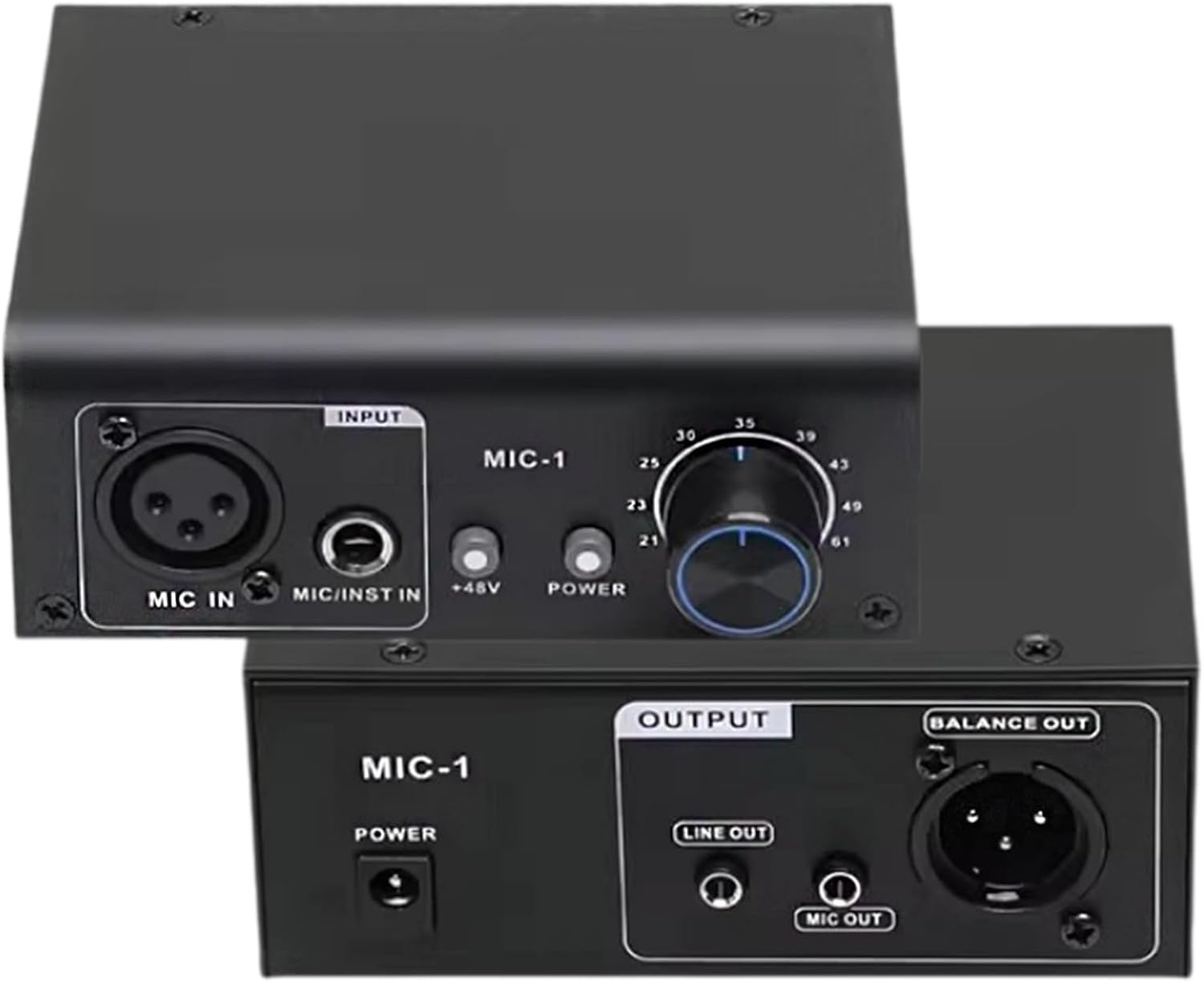 Microphone Preamp, Dynamic and Condenser Mic Pre amp Booster with 48V Phantom Power Supply for Microphone, XLR Out, XLR TRS In, Max 75db Gain