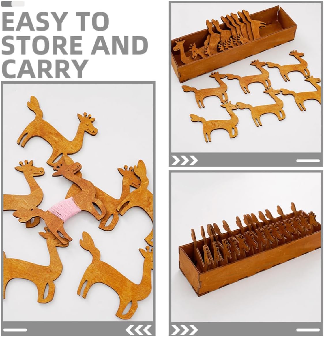 Holibanna 15pcs Wooden Deer Shaped Thread Spool Set for Embroidery and Crafts, Strong Wood Material Convenient Storage Holder, for Embroidery Enthusiasts and DIY Sewing Projects