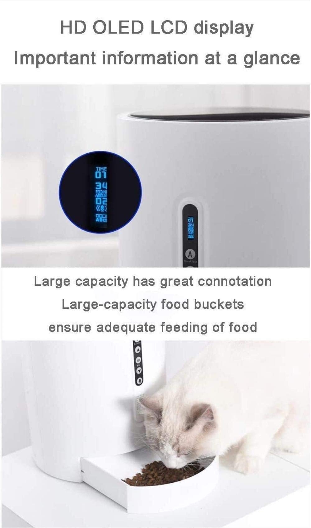 Pet Feeder Pet Alimentatore Automatico Intelligente Che alimenta la Funzione di Registrazione Automatica Intelligente di temporizzazione alimentata da Cani e Gatti 4.6L