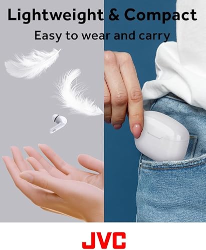 Miniatura 3 de JVC Auriculares inalámbricos ultra compactos, duración total de 12 horas, sonido con controlador de 0.512 in, conexión USB-C, HAB5TW (blanco)