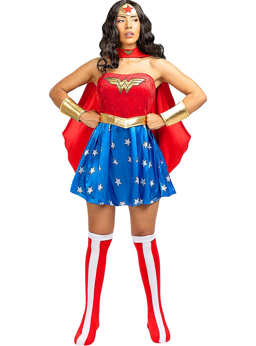 Funidelia | Disfraz de Wonder Woman sexy para mujer Mujer Maravilla, Superhéroes, DC Comics - Disfraz para adultos y divertidos accesorios para Fiestas, Carnaval y Halloween - Talla XL - Rojo